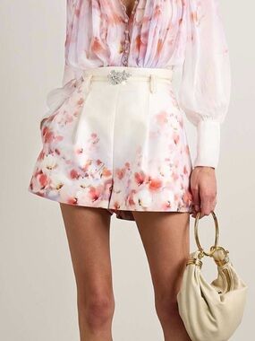 Zimmermann Size 3 Floral High-Waist Shorts
